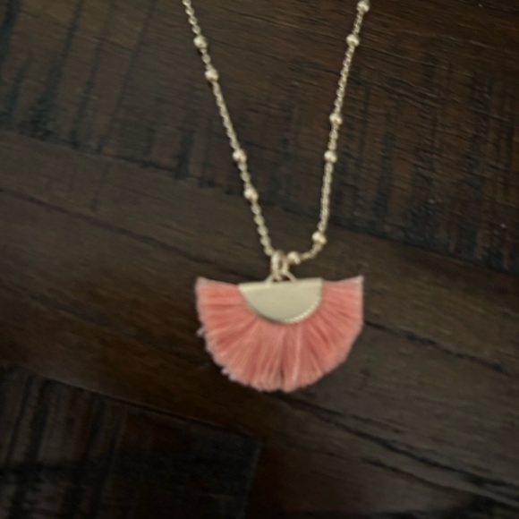 Jcrew gold with peachy pink fringe long necklace - Picture 2 of 2
